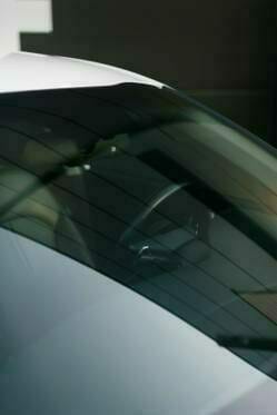 Closeup of a newly installed windshield