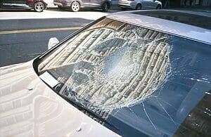 Aa broken car windshield