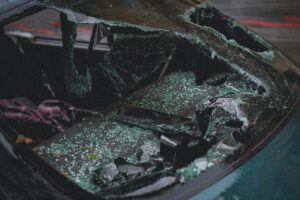 a broken windshield