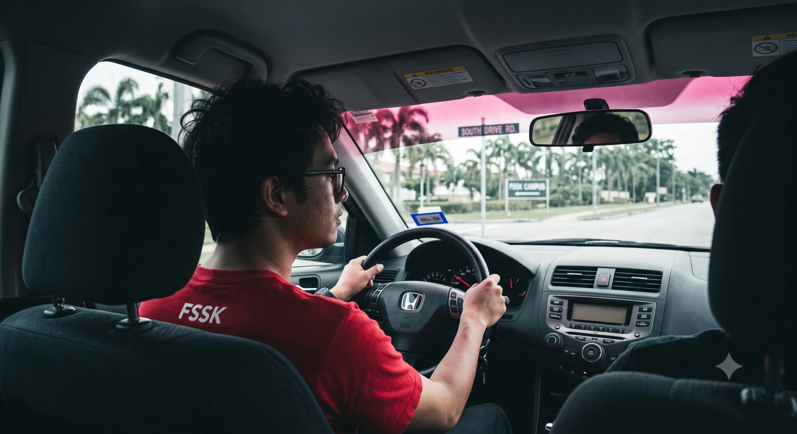 a person driving a car